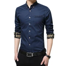 Хороший осенний модный бренд для мужчин, тонкая мужская рубашка с длинными рукавами, мужская хлопковая повседневная мужская рубашка, большие размеры M-5XL
