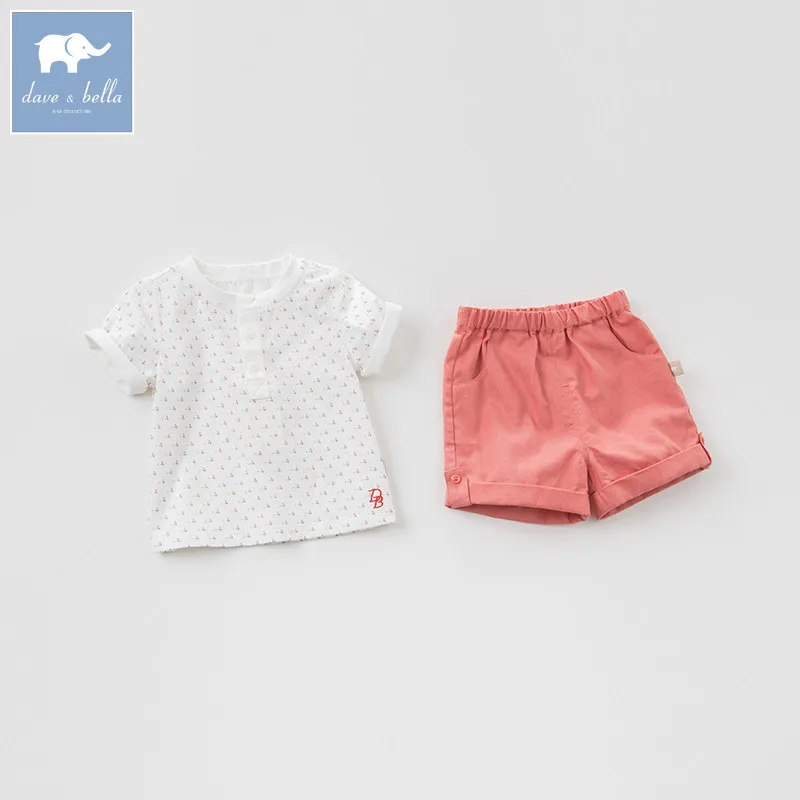 Dave bella/комплекты одежды для малышей красивая одежда для мальчиков Детская летняя одежда Детские костюмы из 2 предметов DBF6801