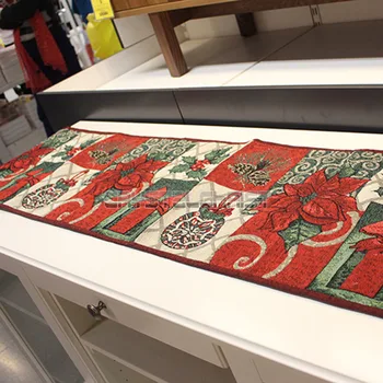 

CAPSULONE 33cm x 180cm Red Poinsettia Christmas Flower Vitange Table Runner Home Party Decoration