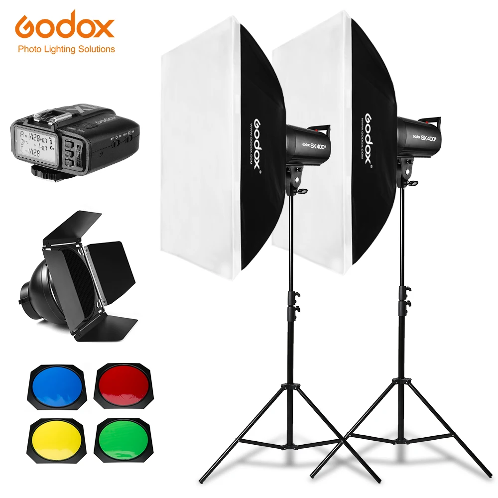 

800Ws Godox SK400 II 2x 400Ws Photo Studio Flash Lighting,Softbox,280cm Light Stand,Barn Door,Flash built-in Receivers