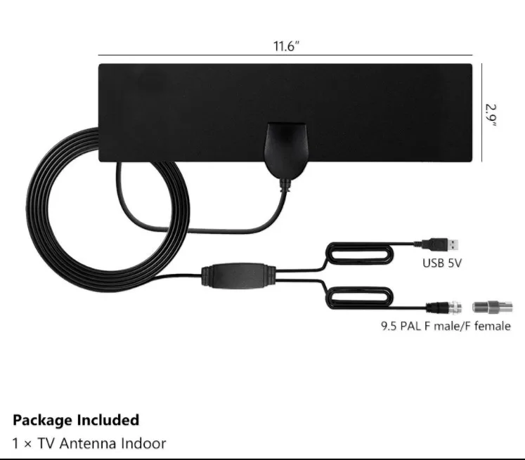 

50 Miles Range Flat HD Digital Indoor Amplified TV Antenna Amplifier HDTV TV Receivers
