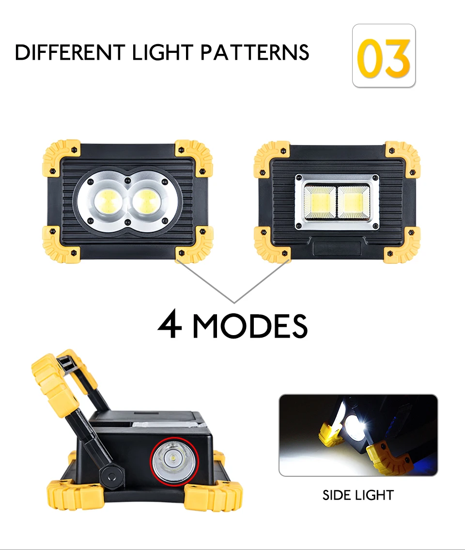 20W Portable Lantern Light USB RechargeableBattery Powered COB Floodlight Outdoor Camping Lawn Work Lamp Lantern LED Worklight (8)