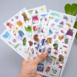 Васи Stickey бумага наклейки творческий цвет животных Decoracion Скрапбукинг DIY канцелярские принадлежности Школьные принадлежности 6 листов/мешок