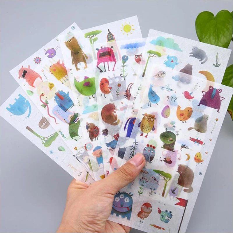 

Washi Stickey Paper Stickers Creative Color Animal Decoracion Scrapbooking DIY Office Stationery School Supplies 6 Sheets/Bag