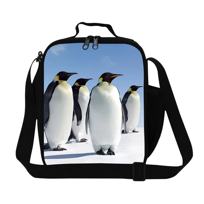 Dispalang изолированный Пингвин рюкзак с принтом для девочек школьные милые животные взрослые рабочие термоконтейнер для обеда маленькие пищевые сумки - Цвет: Серый