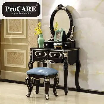 

European-style Dressing Table Solid Wood Dressing Table Bedroom Ebony classical Dressing Table