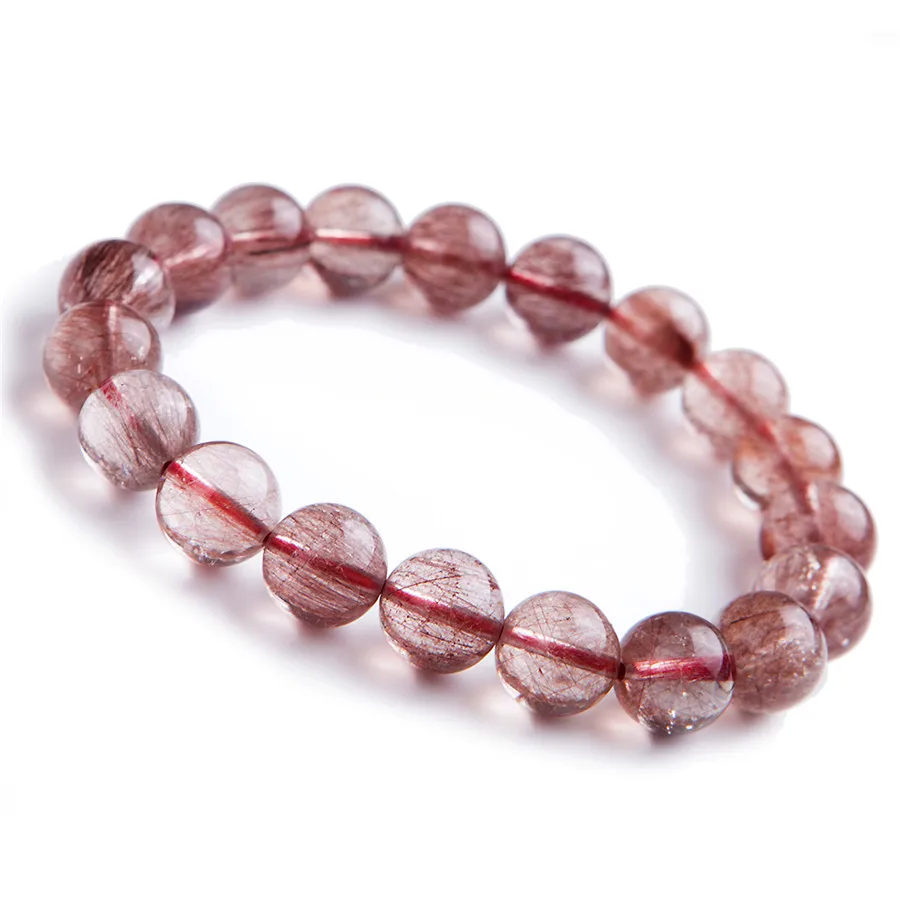 10.5mm Natural Genuine Red Rutilated Quartz Crystal Transparent Round