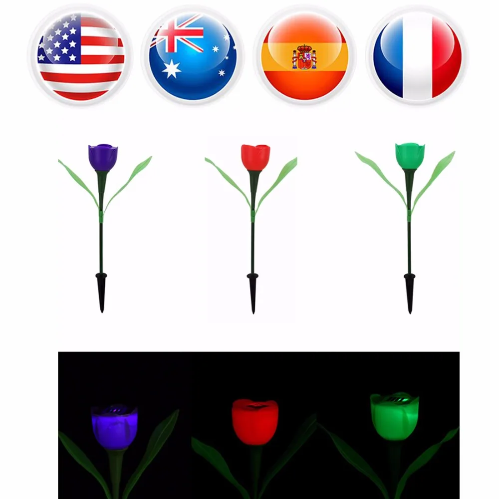 

Outdoor LED Solar Light Luminous Tulip Flower LED Light Garden Solar Lawn Landscape Lamp luz solar led para exterior