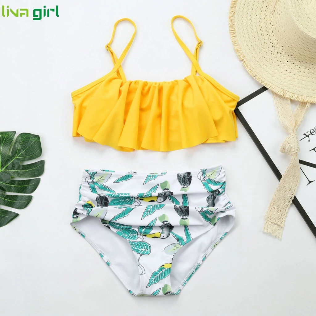 

Liva girl Sexy Yellow Print Bikini Swimwear Two Piece swimming Swimsuit 2019 Brazilian Swimsuit Fashion Top Beach wear Suits