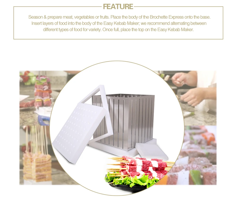 Kebab Maker 64 Holes BBQ Kabob Maker Meat Skewer Machine Beef Barbecue Tool