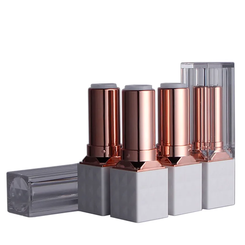 Empty Square Rose Gold Lip Gloss Containers Luxury Beauty Lip Balm