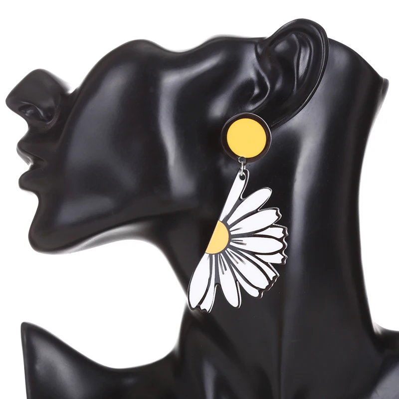 XIYANIKENew модные большие акриловые серьги в виде цветов для женщин Пластиковые цветы маргаритки длинные висячие серьги женские ювелирные изделия Brincos E679