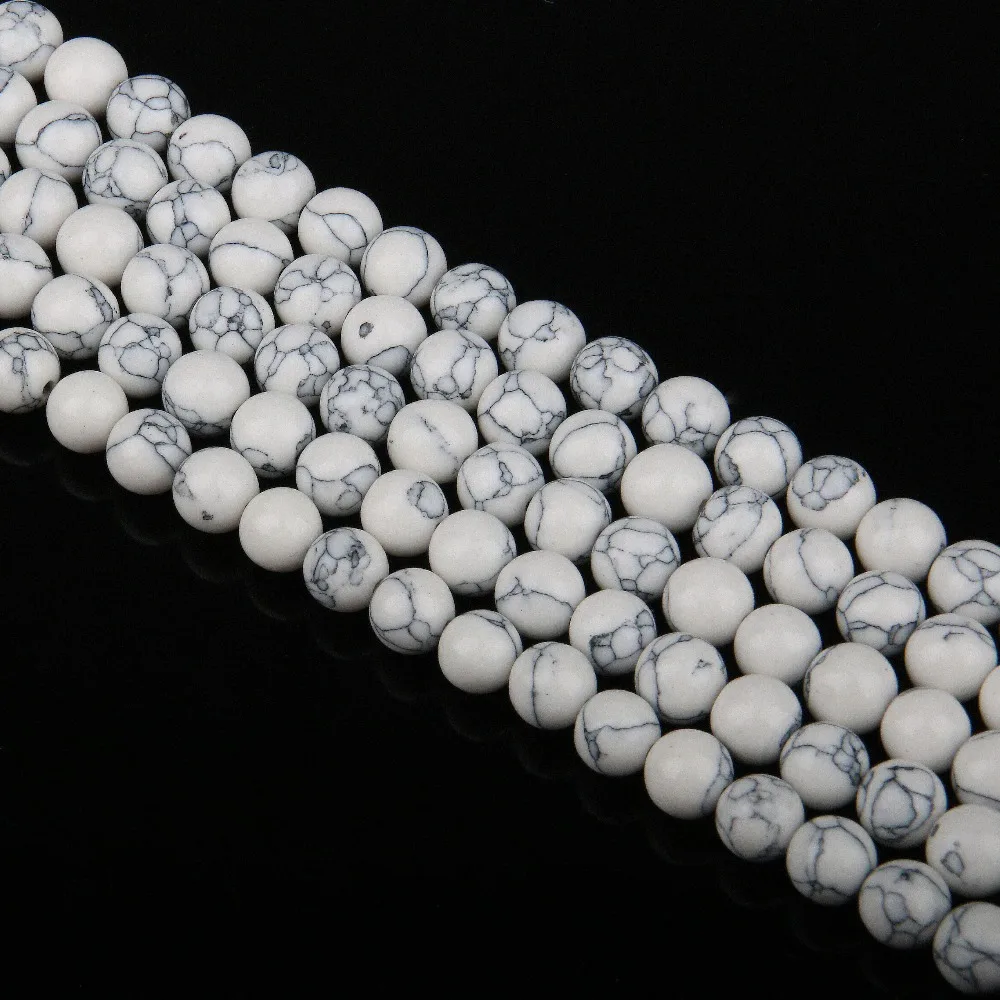 Искусственный Howlite белый бирюзовый камень Бусины 4 6 8 10 12 мм подходит DIY браслет и