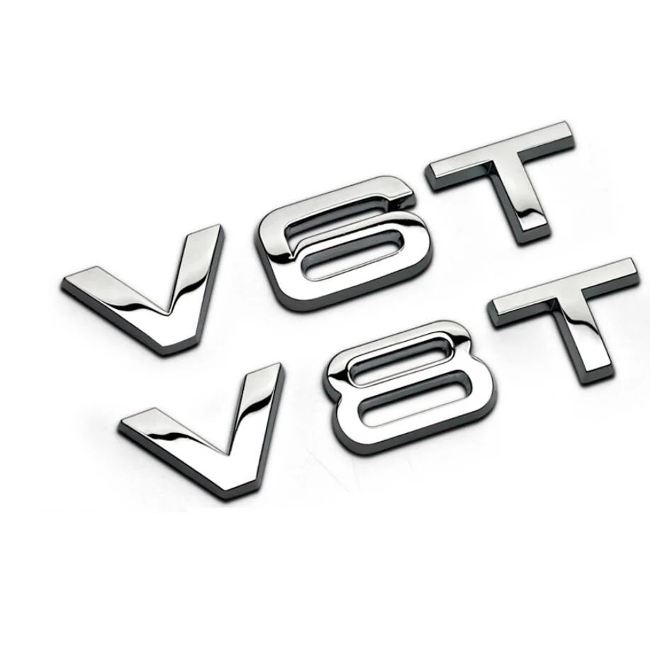 Хромированные серебряные буквы V6 T V 8T 10 W 12 блестящая Эмблема для Audi A4 A6 A7 A8 S3 S4 R8 RSQ5