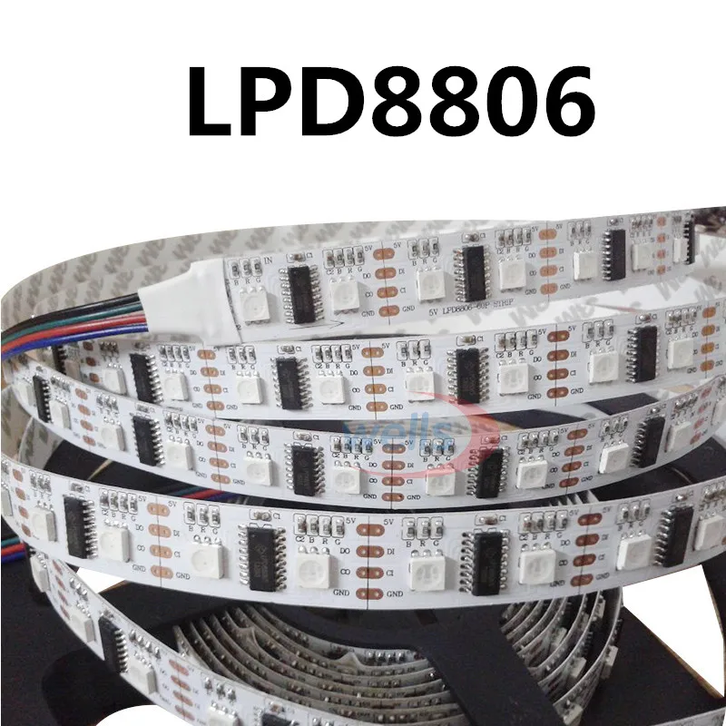 Led оптом 1 м/5 м 32/48/52/60 светодиодов/м Пиксели LPD8806 IC мечта Цвет SMD 5050 Светодиодные ленты IP20 IP67 Индивидуальный Адресный DC5V