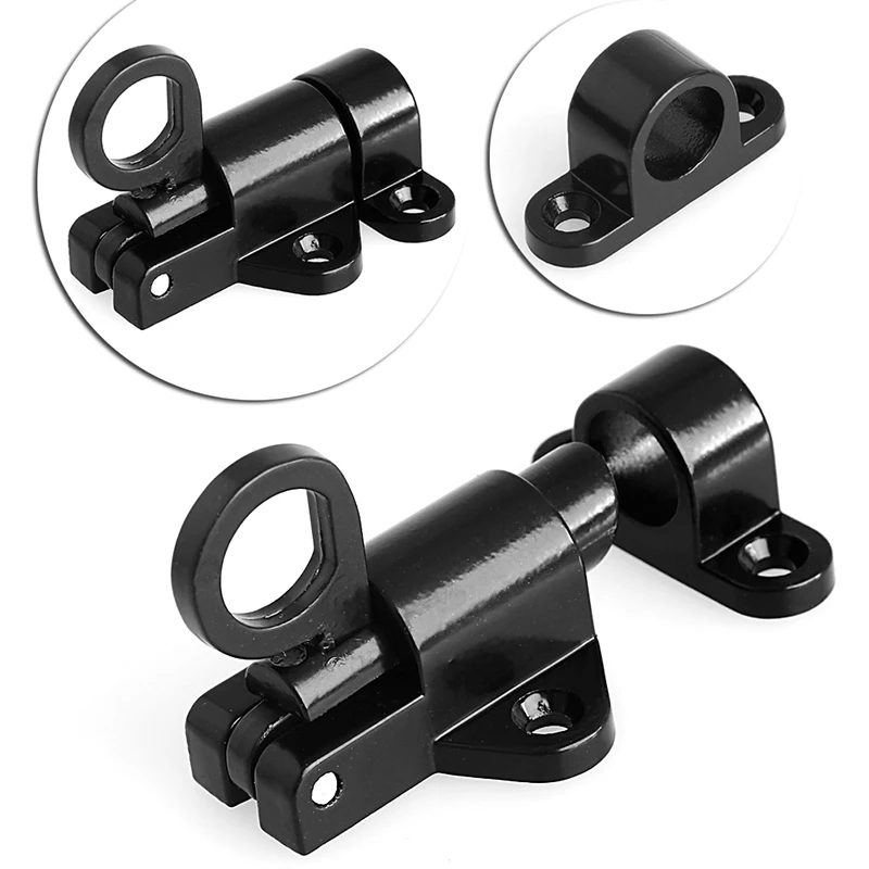 Black Window Gate Security Pull Ring Spring Bounce Door Bolt Aluminum Latch Lock Dropshipping