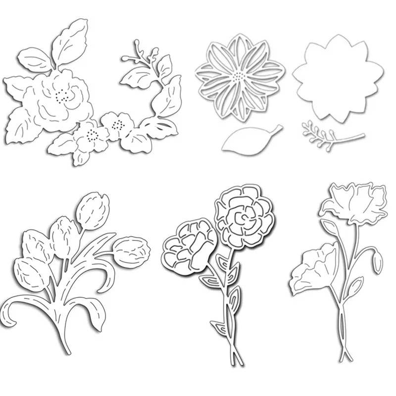 

Tulip Peony Daisy Flower Metal Cutting Dies For Scrapbooking Embossing Decorative Crafts Supplies DIY Paper Card Making New 2018