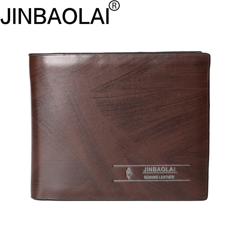 

JINBAOLAI Simple Men Wallets Leather Genuine Card Holder Wallet Solid Short Male Purse Business Brand Wallets for men's carteira
