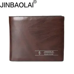 Jinbaolai простой Для мужчин Женские Кошельки из натуральной кожи держатель карты бумажник однотонные Короткие Мужской кошелек Бизнес бренд