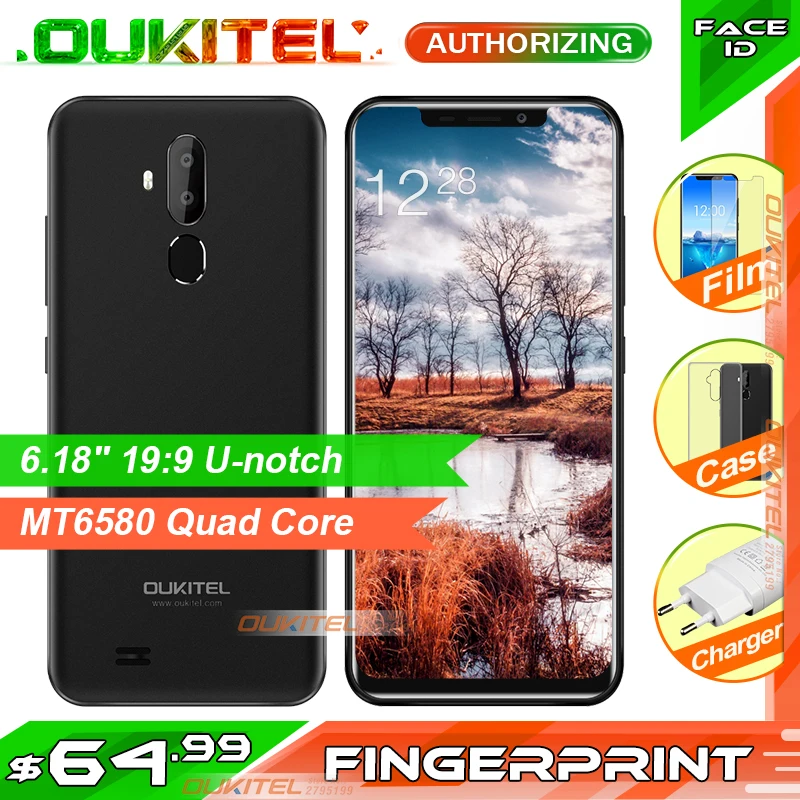 Смартфон OUKITEL C12 мобильный телефон экран 6 18 дюйма 19:9 2 Гб 16 четырёхъядерный