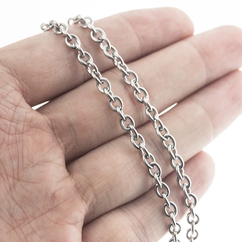 

Stainless Steel 4mm Thin Rolo Link Chain Necklace Women Cross Chain M Accessory for Jewelry Making Sell By Meter Wholesale