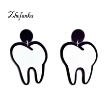 Punk Club Fashion Hip Hop Big Long Acrylic Tooth Charm Drop Earrings For Women Jewelry Brincos Summer Style Earring Bijoux