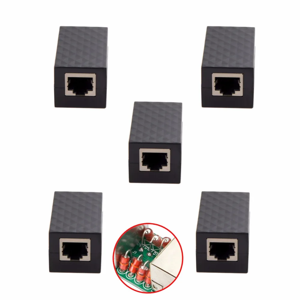 5 шт./лот Защита от молнии RJ45 UTP STP CAT6 CAT5e Женский сетевой адаптер Lan удлинитель