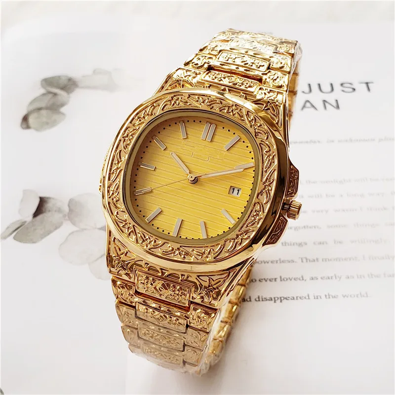 

Relogio masculino men's watch luxury wist fashion flower carving watch fashion casual quartz men's watch