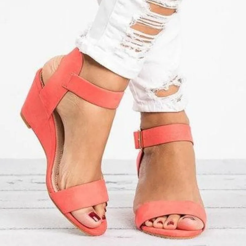 Women Sandals 2019 Platform Sandals Wedges Shoes For Women Heels Sandalias Mujer Summer Shoes Leather Wedge Heel Sandals Size 43