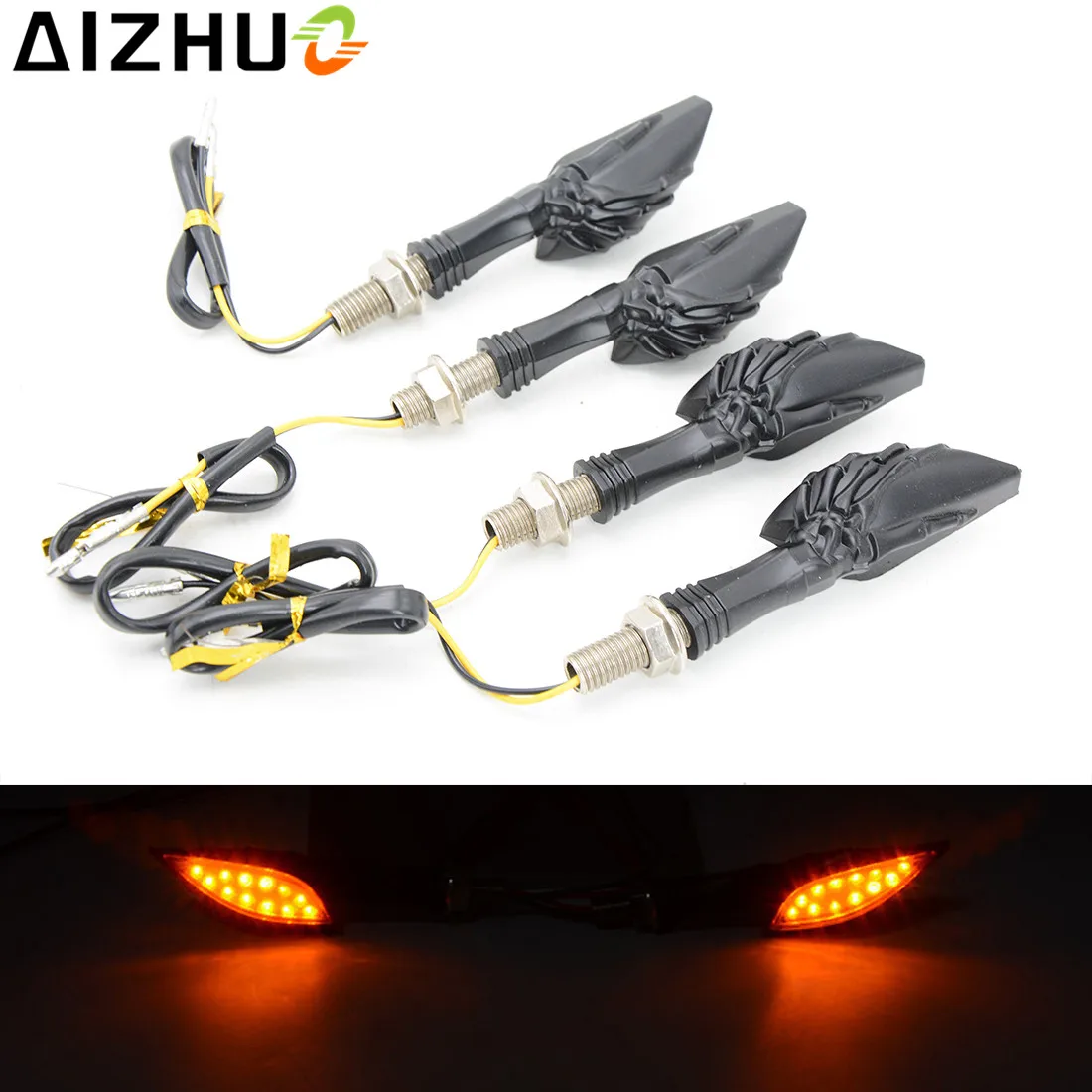 4PCS Motorcycle Turn Signal Light 12V 12 LED Universal Motorbike Blinker Lamp Decorative Light For Honda Suzuki Kawasaki Triumph