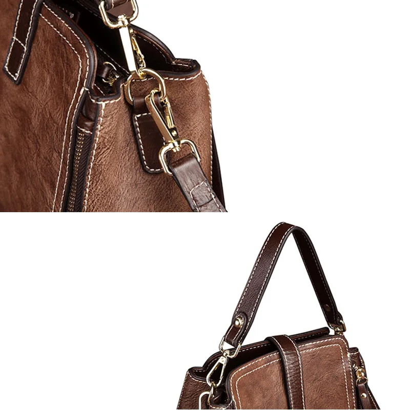 AETOO Retro lady leather handbag, head-layer cowhide fashion shoulder bag, leather casual female oblique cross bag