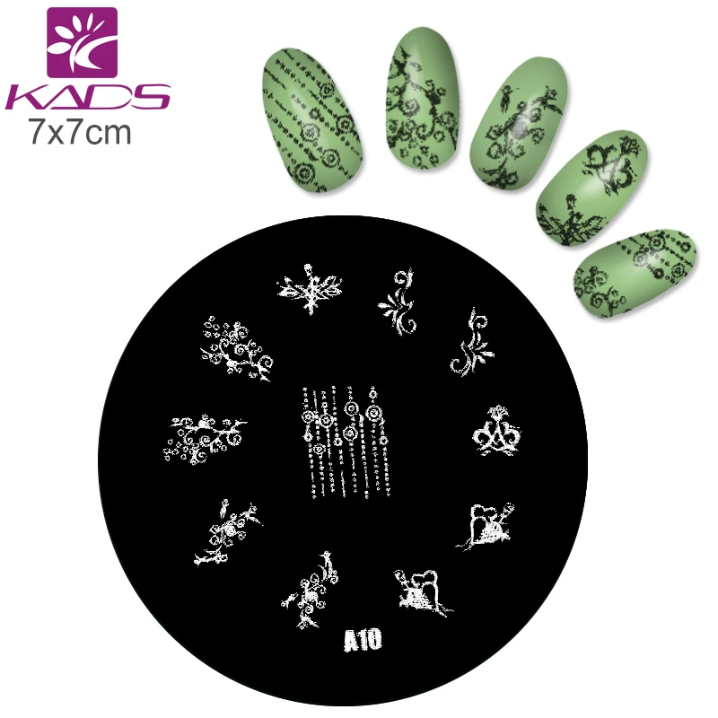 

KADS Hotsale A10 Nail Stamping Plates Fashion Designs Nail Art Templates Round Nail Stamp DIY Plates For Stamping Nail Art