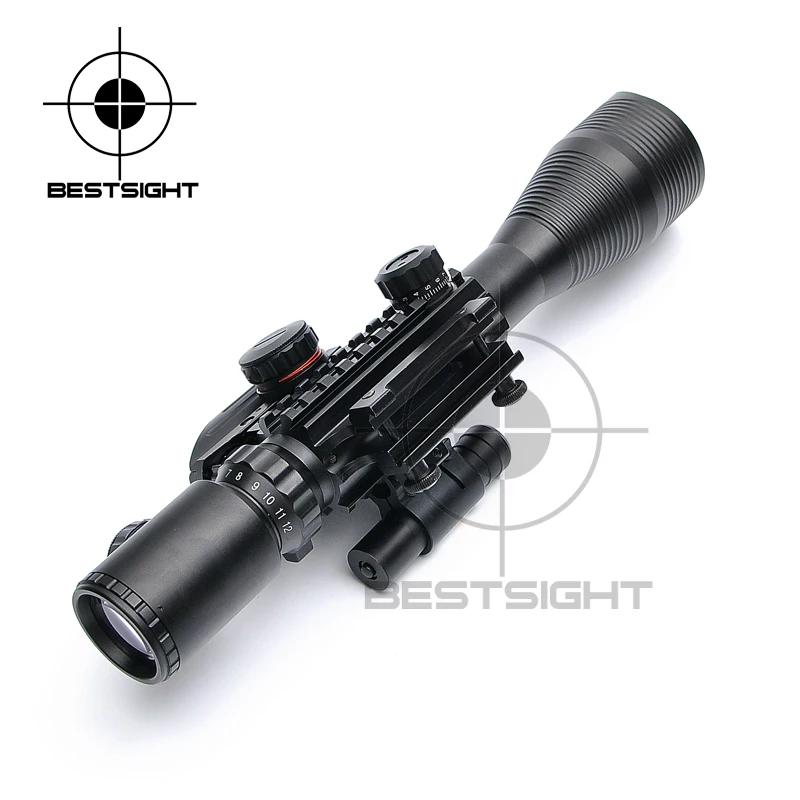 Тактический 4-12X50 EG Riflescope оружие для страйкбола охота огнестрельное оружие прицел для ружья с голографическим 4 оптический прицел с прицельной сеткой+ красный с лазером
