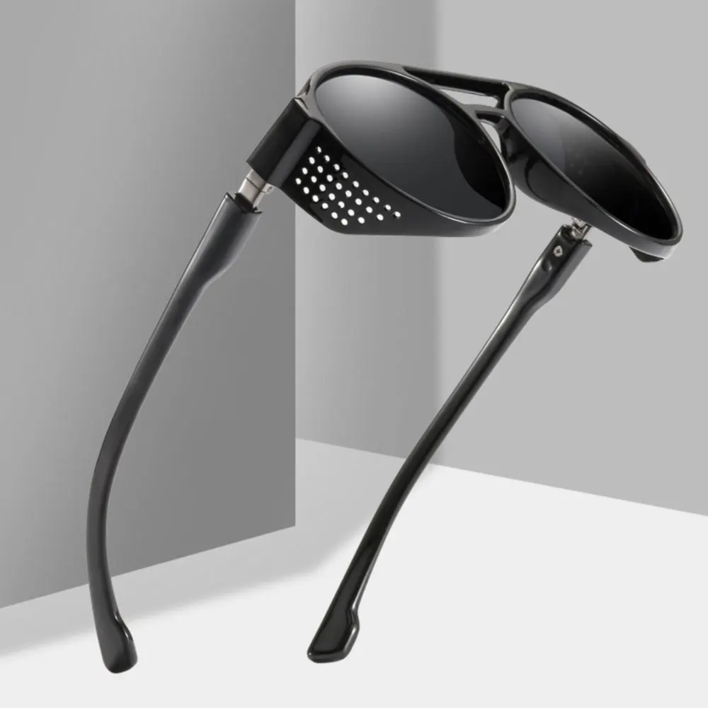 Модные трендовые солнцезащитные очки в стиле панк для мужчин и женщин, круглые солнцезащитные очки в стиле стимпанк, сетчатые классические винтажные очки UV400 PL1124