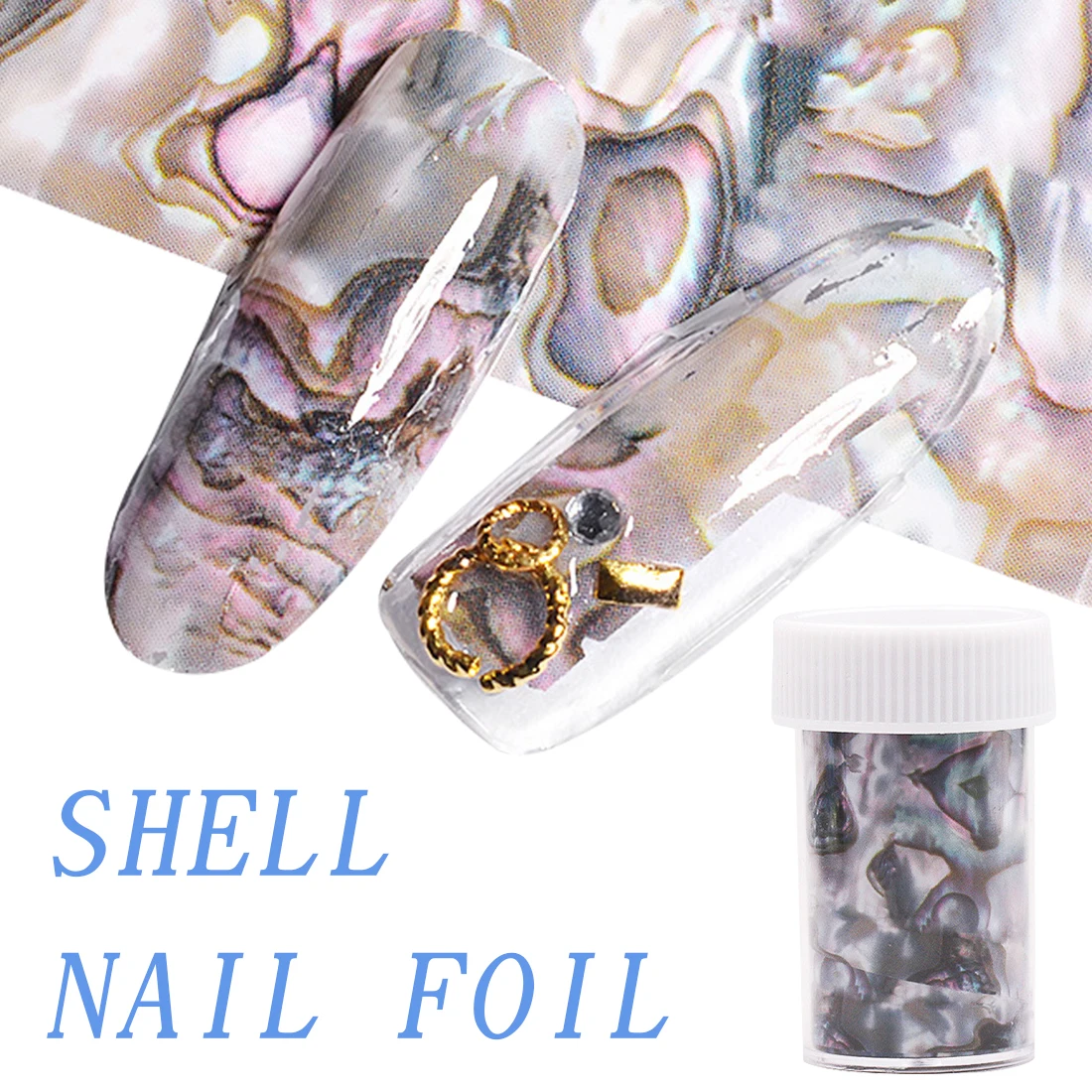 

3D 1 Roll 4*120CM Ocean Style Shell Abalone Pattern Nail Foils Gradient Marble Design Foils Nail Art Thermal Transfer Foil