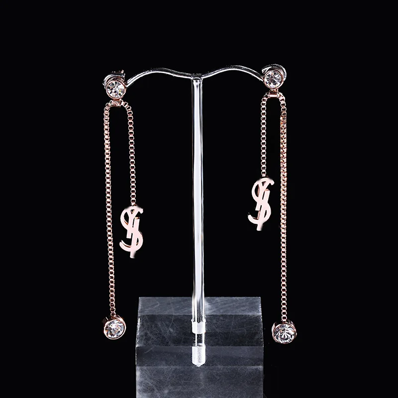 

LIDAVI Fashion letter earrings Luxury full letters rose gold fashion titanium steel hypoallergenic earrings Wedding party 2019