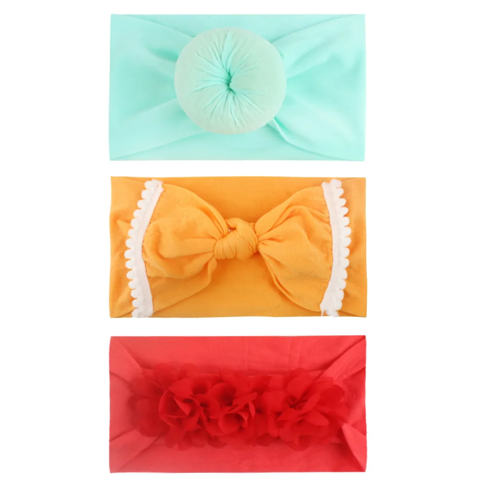 

3Pcs Baby Floral Headband Girls Kids Elastic Bowknot Headwear Hair Accessories Bows Hairband Set New Arrival