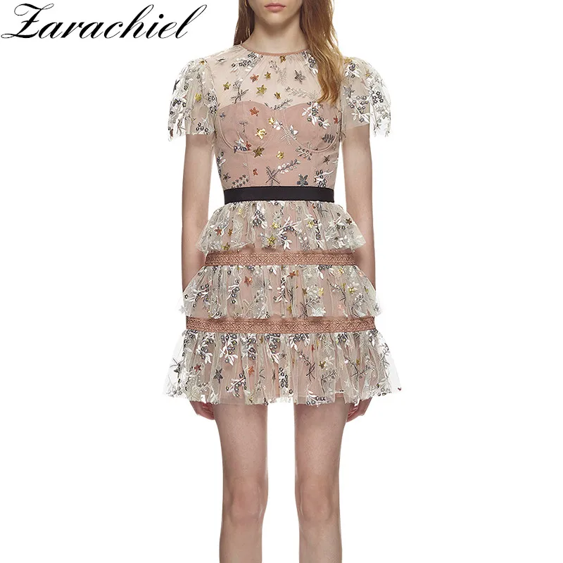 self portrait star mesh midi dress