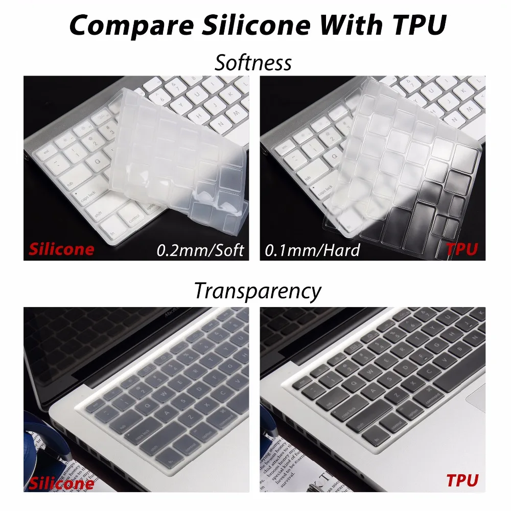 Silicone Thin Clear KeyBoard Cover Guard For MacBook Air Pro//Retina 11//12//13//15/"