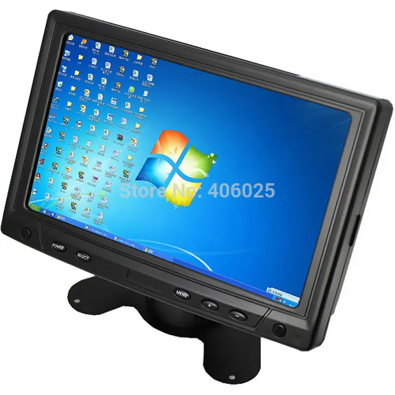 

Mini CCTV Monitor CWH-YC702 with 7" TFT LED LCD Screen Display for PC Computer Car and Home CCTV Camera System with VGA AV BNC