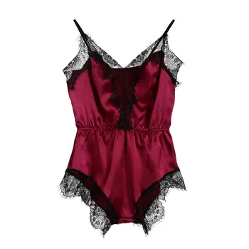 

2019 Women Sexy Lace Satin Jumpsuit Bodycon Ladies Fashion Pretty Leotard Top Bodysuit Romper Blouse Sleeveless Camis Playsuits
