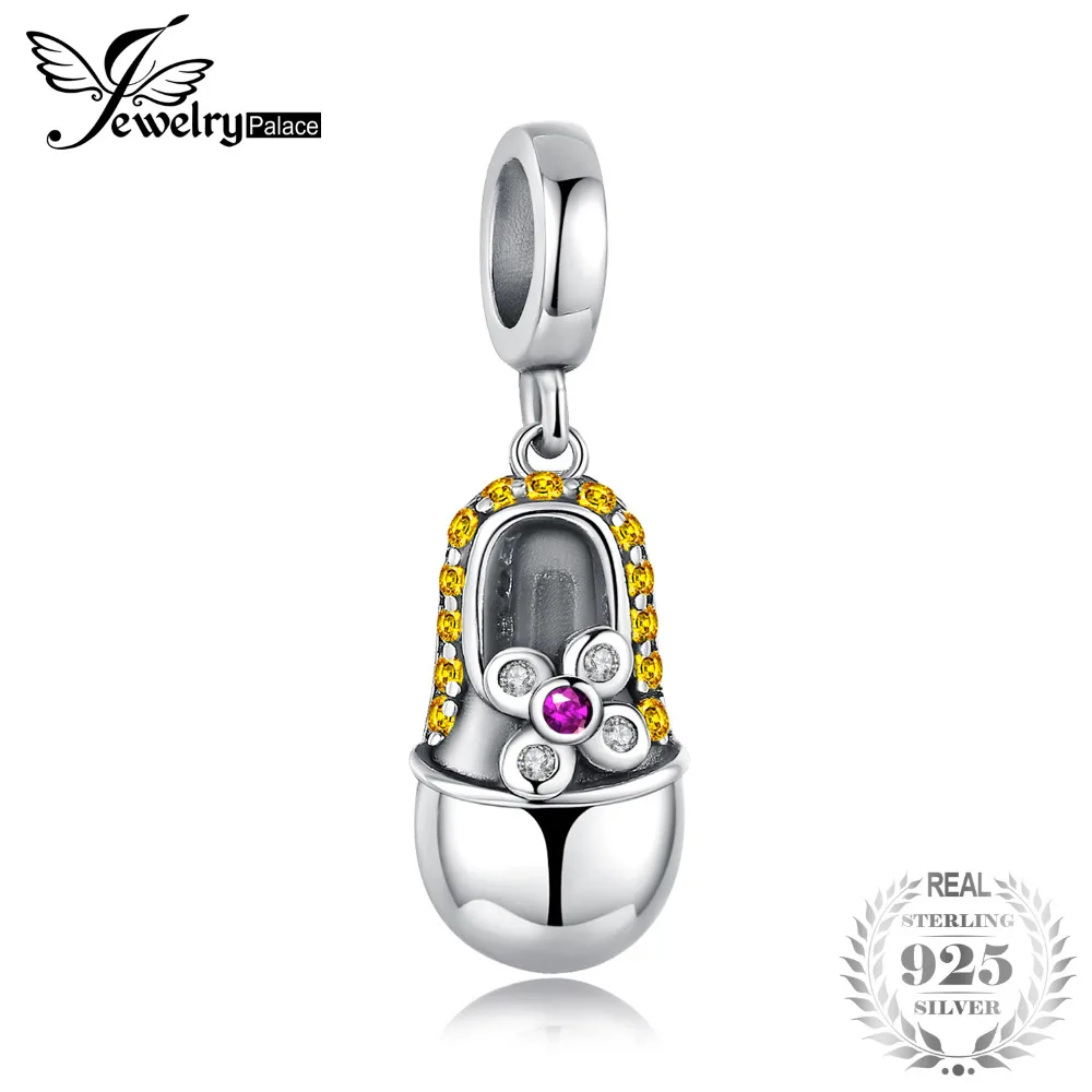 

JewelryPalace Ballerines Shoe Cubic Zirconia Created Red Ruby 925 Sterling Silver Charm Fashion Jewelry For Women 2019 New Hot