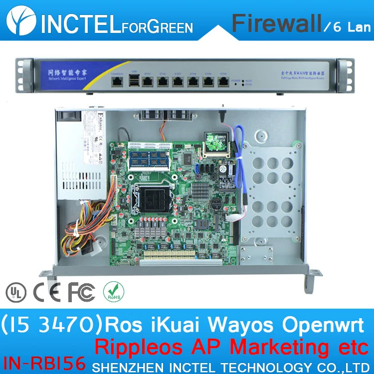 I5 3470 CPU 1000M 6 82574L 2 Groups Bypass 6 Gigabit Lan Firewall with Radius