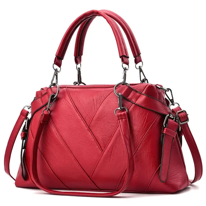 LUXY MOON женская сумка, модные женские сумки с верхней ручкой, лоскутные сумки, Большая вместительная посылка, женская сумка, Женская Повседневная сумка - Цвет: red