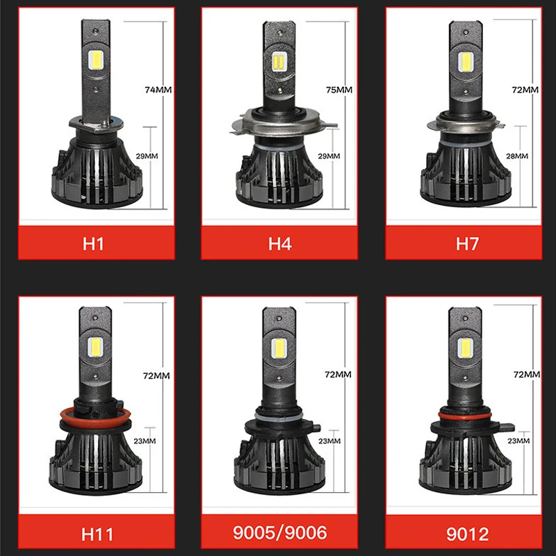 AICARKAS 2 Pcs LED Car Headlight H7 H4 H1 H8/H11 H1 9005/HB3 9006/HB4 9012/HIR2 50W 12000LM Turbo LED Headlamp 6000K Light Bulb