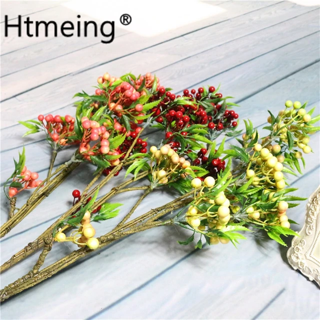 Faux Hawthorn Berry Stem - Red