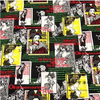 

New 140*50cm 1pc Geisha Fabric 100%Cotton Fabric Telas Patchwork Fabric Colourful Geisha Picture Print Fabric DIY Sewing Clothes