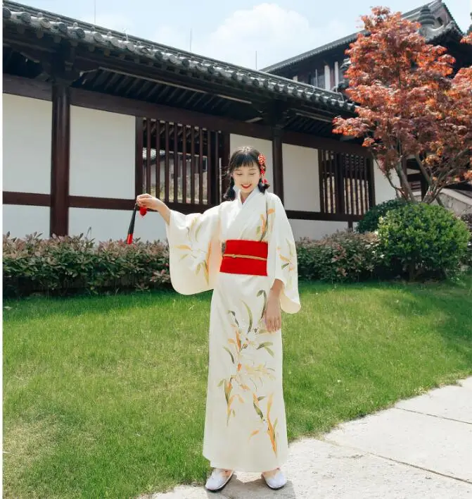 

Japanese Kimono Outer Garment Bathrobe Costume Woman Dress Japanese Performance Party Kimono Woman Working Clothing