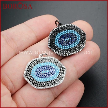 

BOROSA Drusy CZ Micro Pave Cubic Zircon Delicater Lip Patterns Pendant Bead for Necklace Making for Women Men WX273