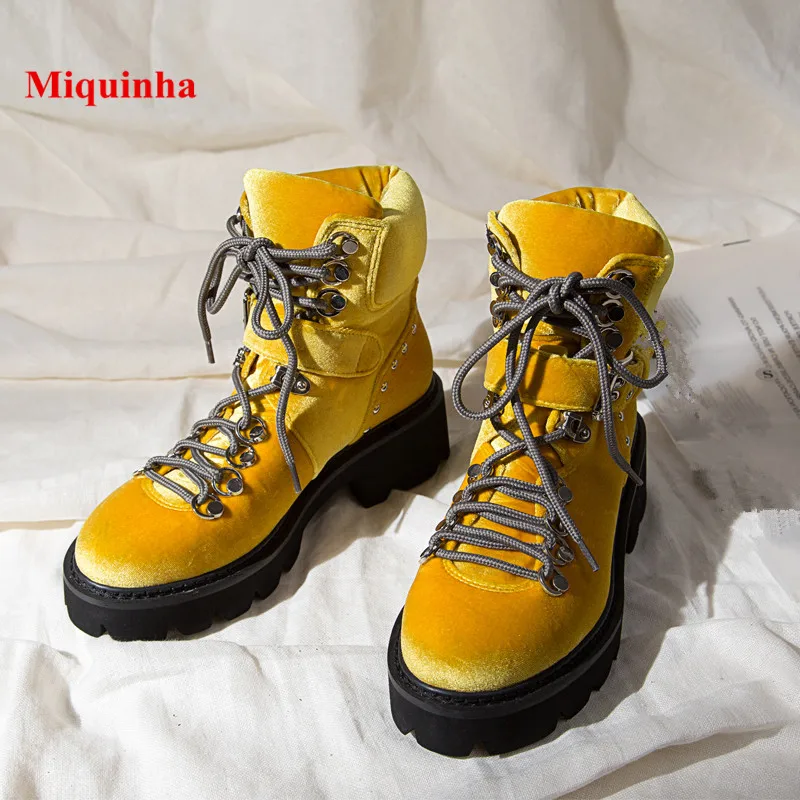 Velours Pic 2018 Rivets Chaud Mujer Designer Chaude Hiver Pic Plate Moto forme Up Botas Femmes Femme as Lace Bottes Jaune Boucle Cheville As BxCwSXq